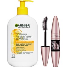 Odea Garnier C Vitamini Parlaklık Veren Temizleyici 250 ml & Maybelline New York Lash Sensational Yelpaze Etkili Intense Black Maskara