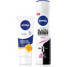 Odea Nıvea Kadın Sprey Deodorant Black&white 150ML ve Nemlendirici Korucuyu El Bakım Kremi 75ML