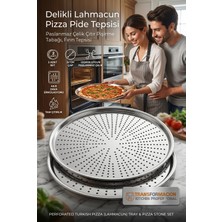 Odea Transformacion 2'li Set Delikli Lahmacun Pizza Pide Tepsisi, 32 cm Paslanmaz Çelik Çıtır Pişirme Tabağı, Fırın Tepsisi 719633