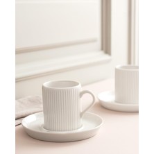 Odea Ligne 6 Kişilik 12 Parça Kahve Fincan Takımı - Beyaz - 110 ml