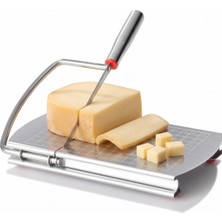 Odea Mallart® Paslanmaz Çelik Peynir Kesme Standı 22X12 cm - Hassas Ölçekli Bıçaklı Peynir Dilimleyici, Tereyağı, Sebze, Meyve ve Şarküteri Kesim Tahtası, Kaymaz Silikon Tabanlı
