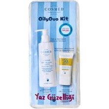 Odea Cosmed Oilyduo Kit, Yağlı/karma Ciltler Için Arındırıcı Yüz Temizleyici 200ML ve SPF50+ Güneş Kremi 40ML