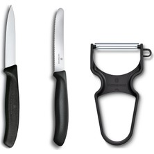 Odea Victorinox Soyma Bıçağı Seti, 3 Parça Siyah
