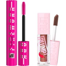 Odea Maybelline New York Lash Sensational Firework Maskara & Lifter Plump Dudak Parlatıcısı- 007 Coca Zing Makyaj Seti
