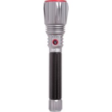 Odea Vıp-Tec Vega 10K VT891209 10.000 Lümen Şarj Edilebilir Alüminyum El Feneri LED Şarj Göstergeli Ergonomik Taşıma Kılıfı Odaklama Modu