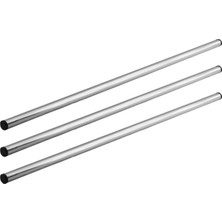 Odea (3 Adet) Alüminyum Silindir Yuvarlak Metal Oklava 49 cm Mutfak Börek Hamur Un Yufka Açma Krom Renk