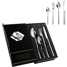 Odea Çelik 24 Parça 6 Kişilik Gri Yemek Kaşık Çatal Bıçak Set CIN739BY