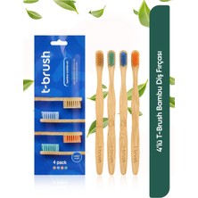 Odea T-Brush Doğal Bambu Vegan Diş Fırçası - 4 Adet- Orta Sert (Medium) - Plastiksiz