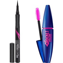 Odea Maybelline New York Volum' Express Rocket Ekstra Siyah Maskara + Hyper Precise All Day Eyeliner 701 Matte Onyx Mat Siyah