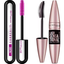 Odea Maybelline New York Falsies Surreal Meta Black Maskara & Lash Sensational Yelpaze Etkili Intense Black Maskara Makyaj Seti