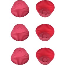 Odea Kırmızı Silikon Mini Brownie ve Muffin Kalıbı, 7x3 Cm, Cupcake Kalıbı, 6 Adet