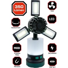 Odea Rox Şarjlı Çok Fonksiyonlu Fanlı Outdoor Kamp Feneri 350 Lümen (153ROX0218)