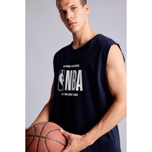 Odea DEFACTO%100 Pamuk Nba Lisanslı Boxy Fit Lacivert Atlet H3851AX26SM
