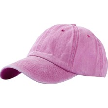 Odea Arel - Pembe Eskitme Kumaş Erkek Kadın Klasik Vintage Tarzı Yıkanmış Pamuklu Beyzbol Şapkası, Ayarlanabilir