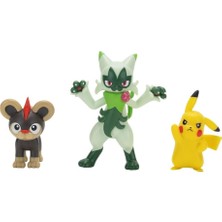 Odea Pokémon PKW4087 - Savaş Figürü Seti - Leufeo, Pikachu, Feliospa, Resmi Figür Seti