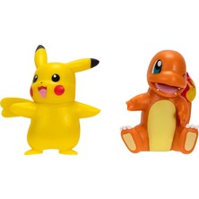 Odea Pokémon Battle Figure First Partner 2'li Paket - Otantik Detaylara Sahip 2 Inç Charmander ve Pikachu Savaş Figürleri