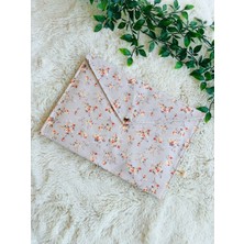Odea Lily Tongo Çıtçıtlı Zarf Dosya A4,%100 Pamuklu, Beyaz Çiçek Desenli, 30X44 cm Açık, Taşınabilir Sanat Malzemesi Organizeri