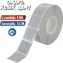 Odea BADEM10 Tüvtürk Onaylı 1 Metre Beyaz Parçalı Reflektörlü Reflektif Fosforlu Şerit Bant Kesikli Ikaz Bandı