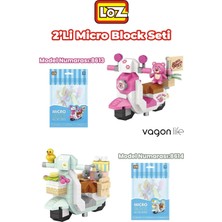 Odea Vagonlife Loz Micro Block 2'li Motor Seti 2 Farklı Model Dekoratif Oyuncak Yapım Seti Yapı Blok Seti
