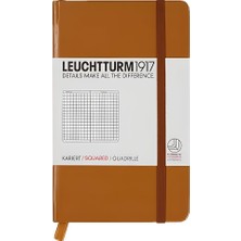 Odea LEUCHTTURM1917 Not Defteri Cep Boy A6, Sert Kapak, 187 Numaralandırılmış Sayfa, Kareli, Karamel