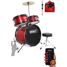 Odea Midex CD300X-RD Akustik Çocuk Baterisi Davulu Seti 5-14 Yaş Için Full Set
