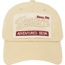Odea Western Şapka Erkek Kadın Unisex Nakışlı Pamuklu Ayarlanabilir Beyzbol Kep Spor Şapka Krem