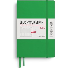 Odea LEUCHTTURM1917 Çanta Boy B6+ 12 Aylık Hafta Ajandası 2026 Sert Kapak, Ingilizce, Bahar Yaprağı
