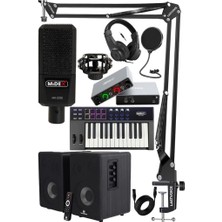 Odea Midex Impressive Paket-3 Stüdyo Ekipmanları Seti (Monitör Mikrofon Ses Kartı Kulaklık Midi Klavye)