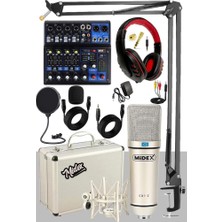 Odea Midex Quadcast Set Cx1 Mikrofon Midex Mikser Stand Kulaklık Full