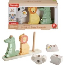 Odea Fisher-Price Bebek ve Küçük Çocuk Oyuncak Ahşap Yığın ve Sıralama Hayvanları, Gelişimsel Oyun Için 10 Ahşap Parça, 1+ Yaş