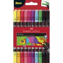 Odea Faber-Castell Çift Uçlu Neon Keçeli Kalem, 10 Renk, Ince ve Kalın Uçlu, Dayanıklı Parlak Renkler, Su Bazlı Mürekkep
