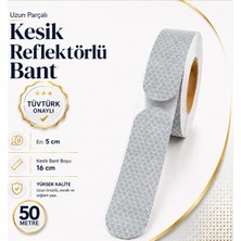 Odea (50 Metre) 5 cm Tüvtürk Onaylı Reflektörlü Bant Beyaz Kesikli Reflektif Fosforlu Şerit Ikaz Bandı