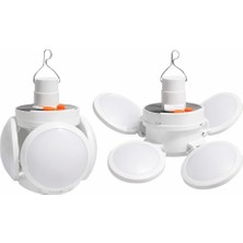 Odea Güneş Enerjili Katlanabilir LED Kamp Lambası, 4 Panelli Süper Parlak Taşınabilir Aydınlatma, USB Şarjlı, Askılı Tavan Feneri, Elektrik Kesintisi, Karavan ve Outdoor Kullanım