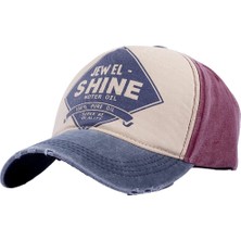Odea Perlotus Mavi Bordo Jewel Shine Eskitme Beyzbol Spor Şapka Unisex Kadın Erkek Ayarlanabilir Vintage