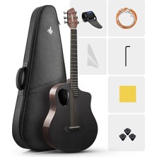 Odea Donner Rısıng-G1 Carbon Fiber Akustik Gitar Seti (Parlak Siyah)