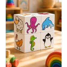 Odea Küpss Ece'nin Mini Hayvanat Bahçesi, 24 Sevimli Hayvan Figürü - 1 Yaş Oyuncak - Bebek Oyuncakları - 4 Manyetik Küp/blok