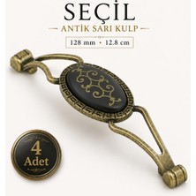 Odea (4 Adet) Seçil Antik Sarı (128 Mm-12.8 Cm) Metal Mobilya Mutfak Dolabı Dolap Kulpu Kulbu Kulpları