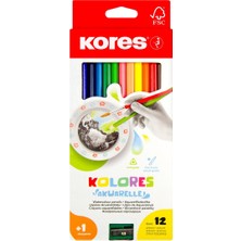 Odea Kores Akuarelle Boyama Kalemi, 3-Kant Kalemtıraş, 12 Renk