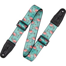 Odea Levy's Leathers Flamingo Motifli 2 "geniş Polyester Gitar Askısı (MPD2-121)