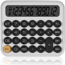 Odea MT21 Hesap Makinesi 12 Haneli Mekanik Tuşlu Büyük LCD Ekranlı Eski Daktilo Tarzı (Beyaz)