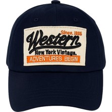 Odea Western Şapka Erkek Kadın Unisex Nakışlı Pamuklu Ayarlanabilir Beyzbol Kep Spor Şapka Lacivert