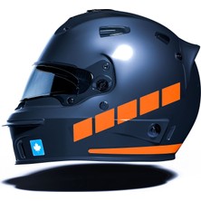 Odea Çınar Extreme Şerit Tasarımlı Motosiklet Kask Sticker Reflektif, Floresan, Düz, Özel Renkler Floresan Turuncu