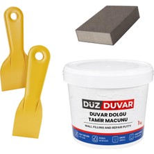 Odea (4'lü) Duvar Tamir Seti Beyaz 1000 gr Dolgu Tamir Macunu + 2 Adet Plastik Spatula + Kübik Zımpara