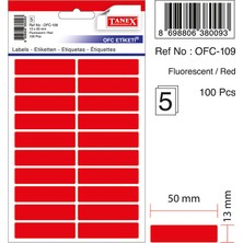 Tanex Ofc-109 Flo Kırmızı Ofis Etiketi 50 Ad-10-Lu Poşet 50 mm Ölçülerle Sarf Malzemeler İçin