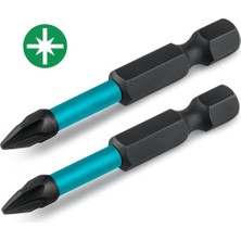 Odea Pozidriv Uç (2 Adet) Mıknatıslı Bits Pz2 50 mm Vida Sökme 5 cm Yıldız Matkap Vidalama Ucu S2 Çeliği
