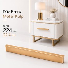 Odea Düz Bronz Metal Mobilya Kulp 224 mm 22 cm Uzun Çekmece Dolap Kapak Kulpu Modern Metal Kulbu Kulb