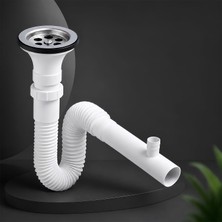 Odea BADEM10 Körüklü Lavabo Sifonu Gider Borusu Çamaşır Bulaşık Makine Çıkışlı
