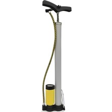 Odea Metal El Tipi Göstergeli Bisiklet Pompası Gri Ayak Tutamaklı Top Teker Şambrel Şişirme 160 Psı