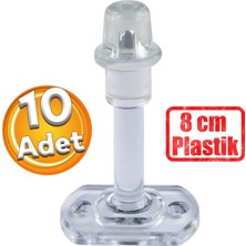 Odea BADEM10 Plastik Kapı Pencere Arkası Şeffaf Renk Tampon 8 cm Vidalı Duvar Koruyucu Silikon Stoper 10 Adet