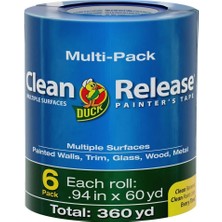 Odea Duck Brand 240459 Clean Release Painter's Tape, 0,94 Inç (1,94 Cm), Mavi, 6'lı Paket Duck